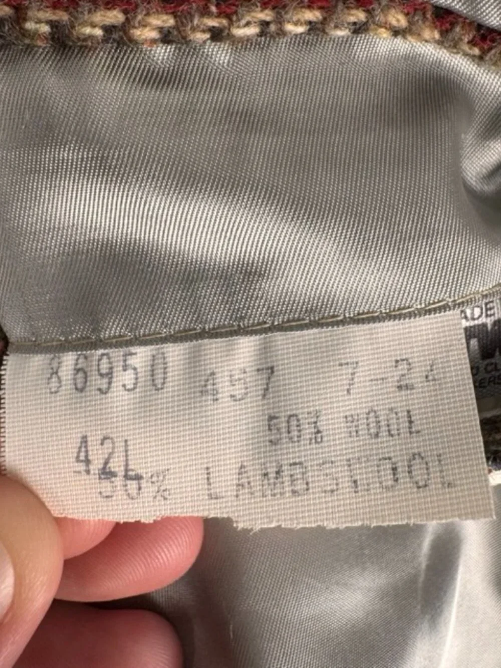 Lands End Charter Collection Vintage Wool Herringbone Blazer Size 42L USA Made